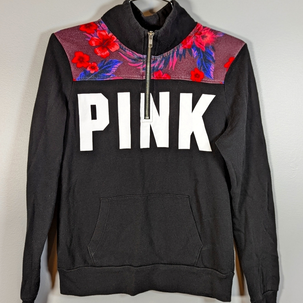 Victoria's Secret Pink Tropical Floral QZ Pullover